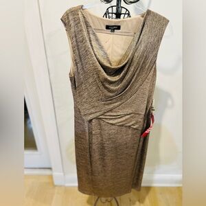 Nine West Asymmetrical Bronze/Gold Dress